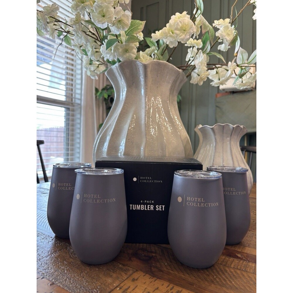 Hotel Collection 4-Pack Insulated Wine Tumblers Gray Stainless Steel $89.95 MSRP